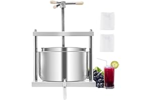 VEVOR Pressa Manuale per Vino di Frutta Cesto in Acciaio Inox 12L con Manico, Spremiagrumi Manuale per Bevande Alcoliche Pressa per Sidro, Mela, UVA, Tintura, Miele, Olio d'Oliva Cucina, Casa