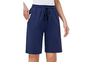 MOVE BEYOND Damen Bermuda Shorts Kurze Hose Sommer Baumwolle Sporthose Jogginghose Knielang Sweatshorts mit 3 Taschen