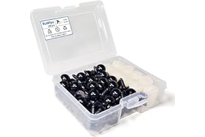 RuWfpz Sicherheitsaugen für Häkeltiere Amigurumi 16mm - 100 Stück Puppenaugen Häkel Amigurumi Augen für Kuscheltiere, Schwarz Kunststoff Teddyaugen Knopfaugen zum annähen