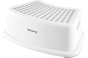 Rainberg Step Stool for Kids, Sturdy Double Step Stool for Toddlers, Anti-Slip Stool, Toddler's Stool for Potty Training and Use in the Kitchen and Bathroom Easy to Clean and Portable (Grey, 1)