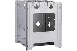 iBasingo, fornello a legna da campeggio in titanio rimovibile con supporto per pentole Ultralight Camp BBQ Pentole forno a carbone solido riscaldatore alcol Backpacking cucina kit Ti2008C