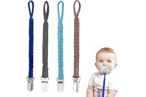 FAMIDIQGO Schnullerkette Baby for Junge, 4 Pack BPA-FREI Schnuller Halter Leinen Set, Passt Alle Schnuller Baby Zahnen Spielzeug, Baby Dusche (For Junge)
