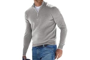 Rayson Jersey Hombre Jersey de Punto con Cremallera Suéter Casual y Ligero para el Otoño y el Invierno