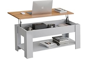 Blisswood Coffee Table With Storage, Lift Up Coffee Tables for Living Room, Wooden Coffee Table With 1 Shelf Large Hidden Storage Modern Rectangular Sofa End Lift-Top Tea Table Furniture