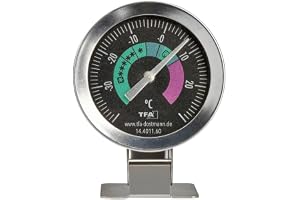 TFA Dostmann kylskåpstermometer analog 14.4011.60 av rostfritt stål också lämplig för frysning kylhus upp till -40 grader C s