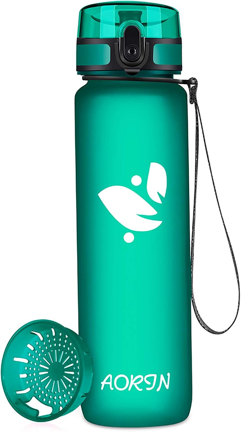 AORIN Botella Agua Deporte -350ml/500ml/750ml/1000ml - Botella Agua Niños Sin BPA，Impermeable y Reutilizable，Apertura con un Solo botón，Aplicar a Sport, Gimnasio, Trekking，Bicicleta