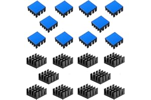 CTRICALVER Aluminium-Kühlkörper, Schwarze Kühlkörper Thermo-Klebepad Kühler, für 3D-Drucker (20pcs)