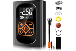 ProChosen Cordless Tyre Inflator Air Compressor, 150PSI & 6000mAh Rechargeable Car Tyre Inflator Car Tyre Pump, Electric Bike Pump Air Pump Digital Display Portable Car Pumps for Tyres with LED Light