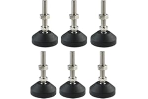 Wolfride 6pcs Furniture Levelers – M8 Threaded Swivel Adjustable Leveling Feet with Nylon Base & Hex Nuts | Heavy Duty Table Legs & Glide Pads for Furniture, Cabinets & Machines (M8 x 50 x 40mm)