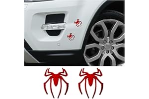 JNNJ 2 PCS Adesivi per Auto a Forma di Ragno 3D, Badge per Automobili in Lega di Zinco, Emblemi Metallici per Automobile, Accessori per Lo Styling dei Veicoli per Auto Camion e Mot（Rosso）