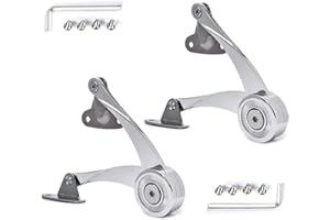 QBOSO Lid Support Hinge in Satin Nickel Folding Lid Stay Hinge with Soft Close, Perfect for Toy Box/Drawer/Window/Wardrobe/Cabinet Door,22lb(Scimitar Style 1pair)