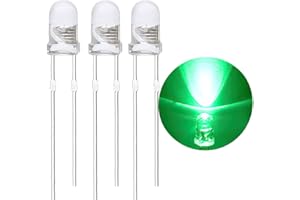 LEDWEKEI (Green 60 Degree) 120 Pieces 3mm high Brightness LED Clear LED Light Emitting Diodes Bulb LED Lamp, 3 mm Round Head Band Edge