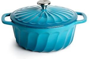 NUTRIUPS Emaliowany żeliwny garnek z pokrywką, 24 cm, 5 kg, wytrzymały, holenderski piekarnik, nieprzywierające naczynie do zapiekania 3,35 l z pokrywką, naczynia kuchenne do duszenia, pieczenia,