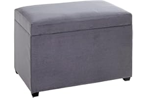 HAKU Möbel Sitztruhe grau, MDF, Textilgewebe Cord - Maße: B 58 cm x H 42 cm x T 39 cm, Style: Modern