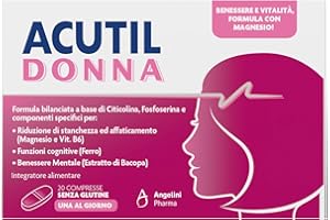 Acutil Donna, Integratore Alimentare per il Benessere delle Donne con Magnesio, Vitamina B6 e Ferro, Contribuisce alle Normali Funzioni Cognitive e a Ridurre la Stanchezza, 20 Compresse