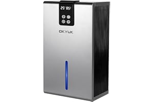OKYUK Luftentfeuchter Elektrisch 2700ml, Luftentfeuchter für Zuhause mit automatischer Abschaltung, 7-Farben-LED-Licht, ideal für Wohnmobil, Badezimmer, Schlafzimmer,Keller (Grau)