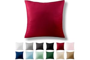 Alreya Renforcé Kissenbezug 80 x 80 cm - 100% Baumwolle mit Reißverschluss, Superweicher Kopfkissenbezug 80x80, Kissenhülle, Rot, nur Kissenbezug