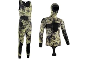 ICDKOYK Mute con Cappuccio per Costume da Bagno per acque Fredde - Il Legame a Tre Strati migliora Il Calore Tuta Mimetica in Neoprene Gomma, 3MM Grigio Corallo, l