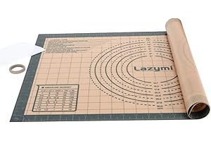 Lazymi Antidérapant Tapis de Cuisson en Silicone extra épais, Anti-Adhérent Feuille de Cuisson Patisserie avec Mesures, Tapis de Four pour Pizza/Biscuit/Pâte (avec Coupe-Pâte) (40×60 cm, Gris)