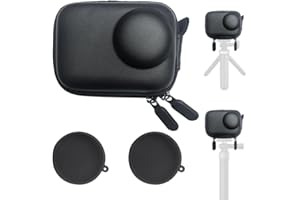 ULBTER Sac Étui de Transport pour DJI Osmo Action 5 Pro/Action 4 / Action 3 Noir + Bouchon d'objectif en Caoutchouc Mini Sacs de Rangement