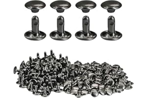 Selyse 100 Stück Hohlnieten 9 * 9mm Schaft Doppelkopf Rundnieten Ziernieten Metall Nieten für DIY Handwerk Leder, Ersatz Nieten(Schwarz)