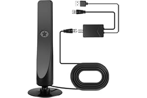 GAINSTEN Indoor TV Aerial Antenna Digital Antennas for Portable Smart TV High Gain Indoor Outdoor Aerial 50-Mile Range Signal Booster for 4K 1080P HDTV VHF UGF DAB/FM Radio with 9.8ft Coax Cable