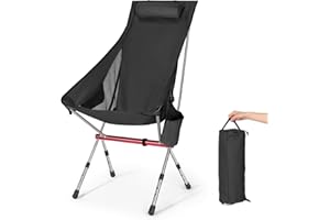 jianyana Sedia da campeggio, da pesca, pieghevole, portatile, tasca laterale, ergonomica, salvaspazio, copertura rimovibile, capacità di carico 150 kg, 0,99 H x 0,48 W