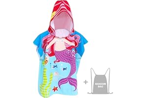 JORAKI Poncho da Bagno per Bambini, Asciugamano da Spiaggia Per Bambini con Cappuccio Telo Mare in Microfibra per Spiaggia Bagno Doccia Nuotare Piscina Accappatoio per Ragazze Ragazzi 2-8 Anni (Sirena)