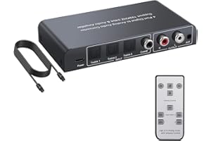 PROZOR Konwerter DAC 192 kHz cyfrowy na analogowy konwerter audio z pilotem konwerter optyczny na RCA cyfrowy Toslink optyczny koncentryczny na 3,5 mm L/R RCA konwerter do HDTV Blu-ray DVD Sky Amps