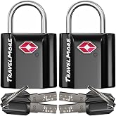 Padlock for Travel Suitcase, Backpack, Locker &amp; More with Keys | TSA Approved | Black (2pcs)