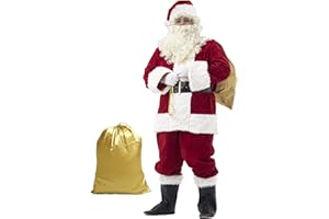 Ahititi Weihnachtsmann Kostüm Deluxe, Nikolauskostüm Santa Claus-Erwachsenenkostüm 10-Teilig