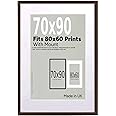 A2Z Home Solutions® Wall Photo Frame Mahogany 70x90 cm Frame With 80x60 cm Mount Picture Poster Print With Clear HD Perspex 30x15 MM Moulding Mounting Hooks MDF Backboard