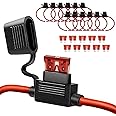 THE WHITE SHOP 10 Gauge Fuse Holder - 10 Inline Fuse Holder with 40 Blade Fuses