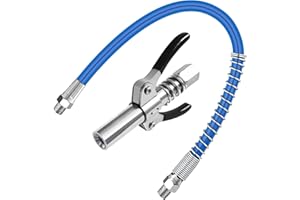 FRANSANDE Grease Gun Coupler Grease Fitting Coupler, Quick Release Lock-On Grease Gun Coupler High Pressure Manual Grease Gun Coupler with 11.8 Hose Compatible with All Grease Guns 1/8" NPT Grease Gun Fitting