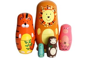 Oostifun Gobus en Bois Poupée De Nidification Poupées Russes Russe Ensembles pour La Décoration de Bureau À Domicile Enfants Cadeaux (Animaux)