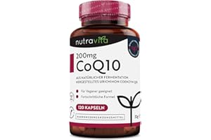 ‎NUTRAVITA Coenzym Q10 200mg - *PREISTRÄGER 2021-120 vegane Kapseln (Vorrat für 4 Monate) - Hochwertiges Q10 aus pflanzlicher Fermentation - Laborgetestet in Deutschland - Hochdosiert