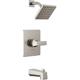 Delta Faucet Velum 14 Serisi Tek İşlevli Fır&ccedil;alanmış Nikel K&uuml;vet ve Duş Bataryası Seti, Valf Trim Kiti, Duş Kolu, Delta Duş T
