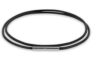 Auroris Echtleder Kette 2 mm schwarz mit Tunnel-Drehverschluss aus Edelstahl Länge wählbar