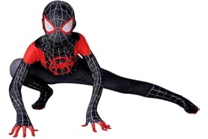 MODRYER Costume Spiderman Avengers Miles Morales Cosplay Combinaison unisexe super-héros pour Halloween fête costumée Lycra Spandex Zentai (enfants/L/130 cm, Miles Morales)