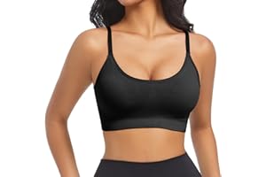 ONEW Damen BH ohne Bügel mit Spaghettiträger Gepolstert Push Up Dessous BH Yoga Bra Nahtlose Cami Bustier Top