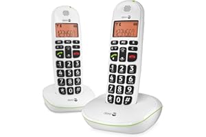 Doro PhoneEasy 100w Téléphone sans Fil DECT pour Seniors avec Grandes Touches et Son Amplifié (Blanc X 2) [Version Française]