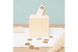 HELLO MINI Spardose aus Holz - 10x10cm Holzspardose - Blanko Spardose Kiefernholz - Sparschwein - hellomini