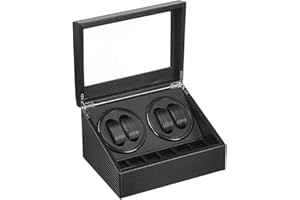 LINGFANSTORE Automatische Uhrenbeweger Box,luxuriöser Uhrenbeweger,Uhrengehäuse mit leisem Mabuchi Motor,PU-Leder Uhrengehäuse mit Netzteil,Lagerung Schmuckschatulle…