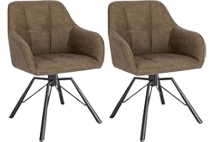 ‎WOLTU WOLTU Esszimmerstühle drehbar 2er Set, für Esszimmer Wohnzimmer, Bequeme Küchenstühle gepolstert mit Armlehnen Rückenlehne, mit Kunstlederbezug, Braun