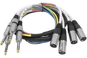 Seismic Audio - SAXT-4x5M - 4 Channel 1/4" TRS to XLR Male Snake Cable - 5 Feet Long - Serviceable Ends - Pro Audio Effects Snake for Live Live, Recording, Studios, and Gigs - Patch, Amp, Mixer, Audio