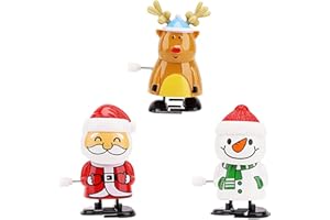 YAAVAAW 3 Stück Weihnachten Aufziehspielzeug,Lustige Süßes Springspielzeug für Weihnachten,Uhrwerk Gehende Kleines Spielzeug Set für Kinder,Partygeschenke,Strümpfe Geschenke Füllstoffe Mitgebsel