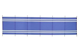 Hi-Gear 7-Pole Retro Style Wooden Windbreak with 6 Panels, Portable, Lightweight & Durable Wind Breaker, Privacy Screen, Ideal for Camping, Festivals, Caravanning, Beach, includes Carry Bag, Blue
