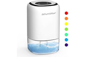 Deumidificatore Casa-Kitette Deumidificatore Portatile,Con serbatoio Dell'acqua da 1400 ml,Deumidificatore Ambiente Armadio,Luci LED 7 colori, Spegnimento Automatico