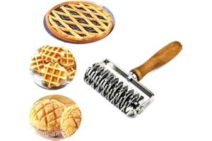 ZuoLan Stainless Steel Dough Lattice Roller Cutter Pastry Crimpers Baking Tool with Wood Handle for Pie Pizza Cake Bread Cookie Wheaton Beef