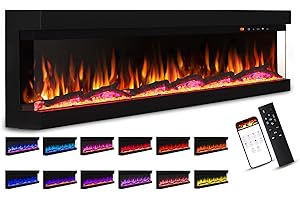 MEXHOM Cheminée électrique Avec chauffage de 1500 W, chauffage Rapide de 20 m², 13 effets de Flamme de Couleur + sécurité pour Enfants, contrôle App et verre de sécurité, 36in